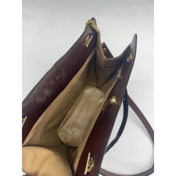 BALLY Medium Leather Purse Bag | Gold Chain Strap | Logo Tote | Made in Italy - Picture 5 of 10